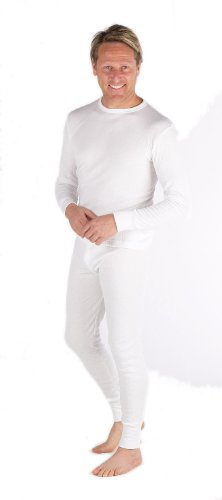 Mens Thermal Set Long Sleeve Vest and Long Johns White