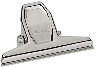 MAUL Papierklemmer MAULpro aus Metall | Moderner Klemmer mit breitem Verschlussclip 7,5 cm und Klemmweite 2 cm | Gadget für Haushalt, Küche und Büro | geeignet für DIY Projekte | Silber