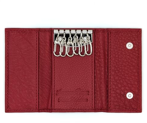 Ashford Ridge Real Leather Key Case Holder Wallet for Men and Women - Red