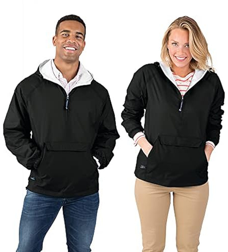 Charles River Apparel Unisex Classic Solid Pullover, Men's & Women's Water-Resistant Windbreaker, Black, Small