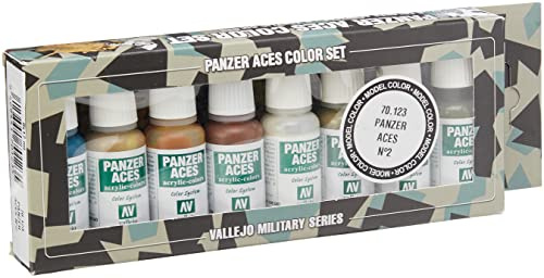 Vallejo Model Color Panzer Aces No 2 Acrylic Paint Set - Assorted Colours (Pack of 8)