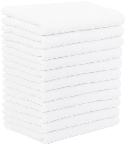 DUDU N GIRLIE Baby Terry Towelling Cloth Nappies Flat Diapers Washable Nappies| Baby Face Hand Cloths Bath Flannel Wash Towel Wipe Feeding | Soft 100% Cotton 60x60cms Nappy (Pack of 12, White)