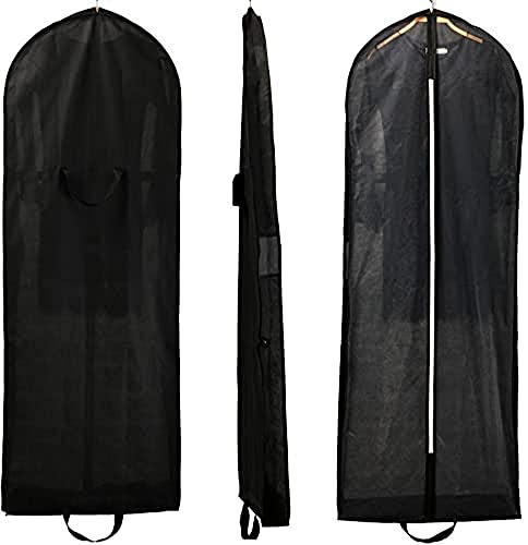 HIMRY [5er St.] andningsbar hopfällbar kläsäck skyddshal, ca 149 cm, två väskor för tillbehör, för klänning aftonklänning plagg herrkläder, reseslås, 5 x set svart, KXB107 Black-5 x