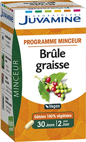 JUVAMINE - Brûle Graisse - Programme Minceur - Thé vert, Kola et Café Vert - Vegan - Aide au Contrôle Général du Poids - Contribue à Tonifier l'Organisme - 60 Gélules - Fabriqué en France