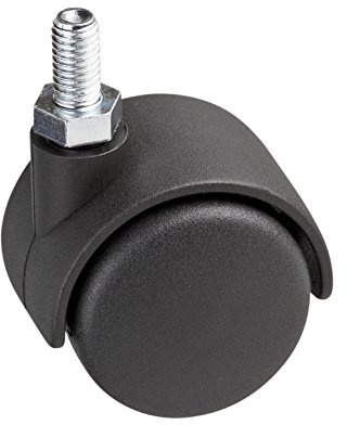 Rueda doble Meister con tornillo, de plástico, superficie dura, rodamiento liso, para transporte, muebles o contenedores, adecuada para parquet, 800150