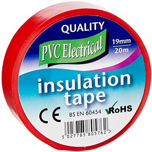 Mercury | 20 Metre Electrical Insulation Tape – Strong PVC Adhesive | Water-Resistant & Flame Retardant | BS Approved | Professional & DIY Use | Red