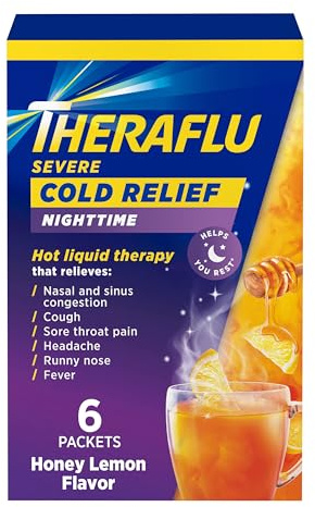 Theraflu Nighttime Severe Cold Relief Honey Lemon Flavor Powder - 6 Ct (Pack of 1)