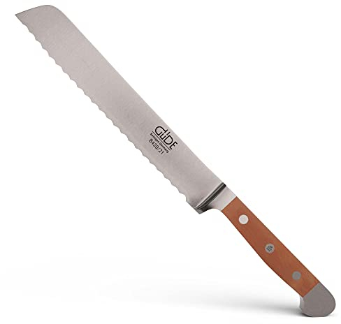 GÜDE Solingen - Brotmesser geschmiedet, 21 cm, Birnenholz, ALPHA BIRNE, Doppelkropf, Handmade Germany