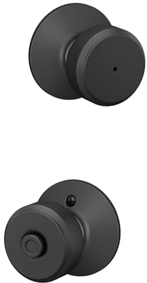 Schlage Bowery Bed/Bath Privacy Door Knob with Lock, Matte Black
