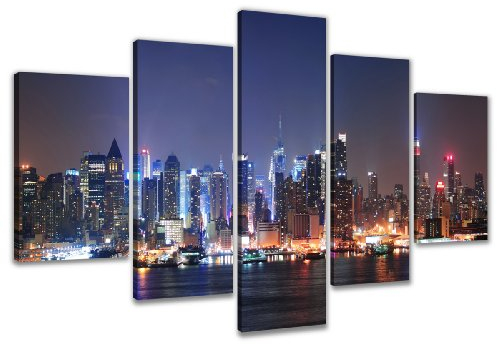 Visario 5505 Tableau sur Toile Motif Fleurs New York 5 pièces 160 cm