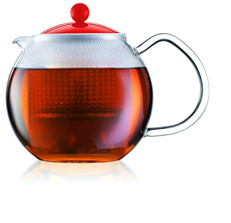 Bodum Tetera de émbolo, Rojo, 1 litro