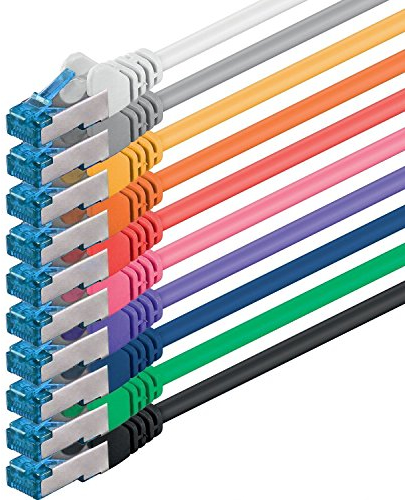 1aTTack.de 1,5m - CAT6a - Netzwerkkabel 10 - Farben CAT 6 A Patchkabel 10000 Mbit s SFTP PIMF 500 MHz kompatibel zu CAT5 CAT6 CAT7 DSL Internet Switch Router