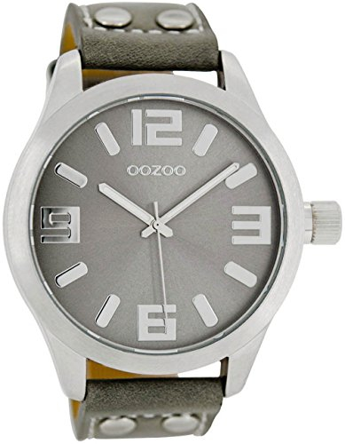 Oozoo C1057 Damenuhr, Lederarmband, Grau, Band