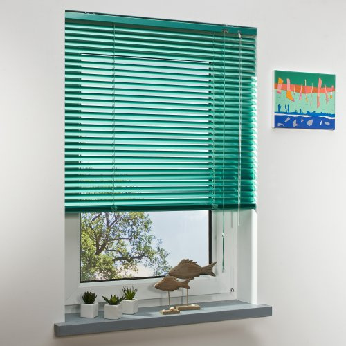 Liedeco Jalousie für Türen, 220 cm Länge, Kunststoff-Jalousie Mint B 50 cm