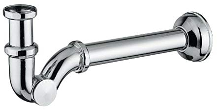 Sifone di Scarico per bidet sospeso, Acciaio Cromato, attacco universale 11/4