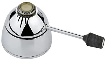 Spring Fondue Gasbrenner | Edelstahl | 7 cm Ø, H: 6,5 cm | nachfüllbar mit Feuerzeug Gas | stufenlos regulierbar | geruchlose Flamme | Heizleistung: 0,5 kW, Silber
