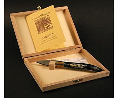 Claude Dozorme Cuchillo de ostras, con Mango de Cuerno, Ancho de la Hoja, Laguiole de Modelo, en Caja de Madera, 1 St