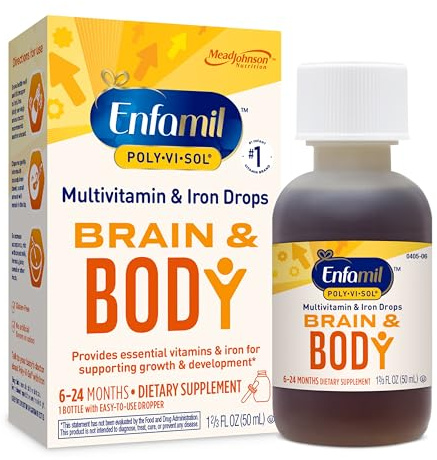 Enfamil Baby Vitamins Enfamil Poly-Vi-Sol 8 Multi-Vitamins & Iron Supplement Drops for Infants & Toddlers, Supports Growth & Development, 50 mL Dropper Bottle