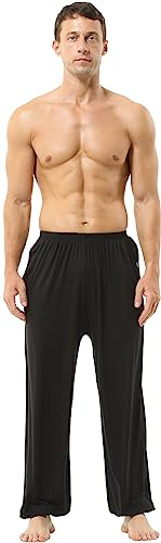 HOEREV Brand Men's Super Soft Modal Spandex Harem Yoga Pilates Pants, Black, XXL