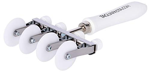 Rotella Tagliapasta | Taglia Pasta Sfoglia Fresca | Quattro Lame in Derlin Lisce Regolabili e Manico in ABS | Diametro 36 mm | Tagliapasta.com [Made in Italy]