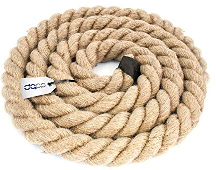 DQ-PP Cuerda DE Yute | Longitud 15m | Grosor 30mm | Cuerda de Fibra 100% Natural Marrón | Cuerdas Decorativas | Macramé | Accesorios de Jardin