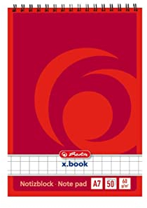 Herlitz 110734 Notizblock, kariert,A7, 50 Blatt Orange, 1 Stück