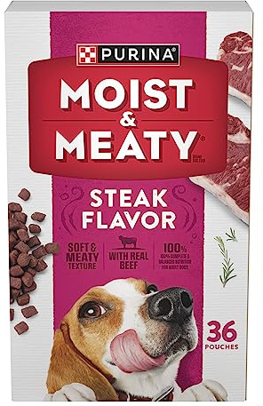 Purina Moist and Meaty Steak Flavor Soft Dog Food Pouches - 36 ct. Pouch