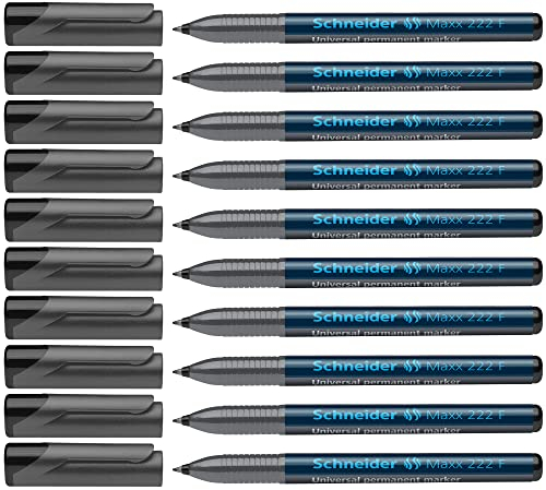 Schneider Maxx 222 F Universal-Marker (permanent, Cap-Off-Ink, nachfüllbar, 0,7 mm) 10er Packung schwarz