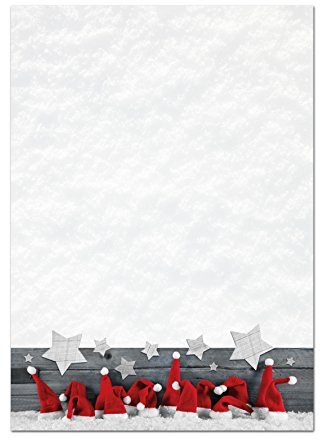 Logbuch-Verlag 100 Blatt weihnachtliches Papier A4 Weihnachtsbriefpapier Kunden geschäftlich Druckerpapier rot weiß Schreibpapier Briefpapier 100g