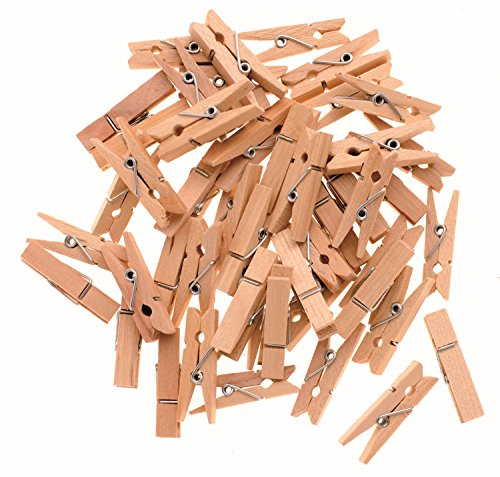Glorex 6 2200 652 - Wäscheklammern aus unlackiertem Birkenholz, ca. 35 mm, 48 Stück, ideal zum Basteln und Dekorieren, für Fotoleinen, Tischkärtchen, Grußkarten