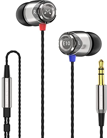 Soundmagic E10 In-Ear Isolating Earphones - Deep Bass, Noise-Isolating, Durable Metal Build, Tangle-Free Cable, Award-Winning Sound Quality - Ideal for Music, Gaming, Travel - Black/Silver