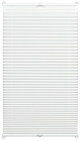 GARDINIA Plissee mit Thermo-Rückseite zum Klemmen, Höchste Lichtreflektion, Energiesparend, Alle Montage-Teile inklusive, EASYFIX Thermo-Plissee verspannt mit zwei Bedienschienen, Weiß, 60 x 130 cm (BxH)