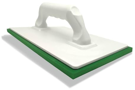 HAROMAC Reibebrett mit Zellkautschukbelag, 280x140x10mm | Profiqualität, grünen Moosgummi-Belag, Kunststoffreiber, zum Glätten & Verfugen, für Feinputz, Spachtel & Fliesenarbeiten – Made in Germany