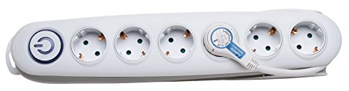 Kopp 6-Fach Steckdosenleiste mit Flachstecker und Fußtretschalter, weiß, 120802010