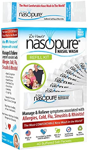 DR HANA'S NASOPURE Les plus agréables Neti Pota € | Kit de recharge | 40 tamponnés sel Packets | Allergie et Congestion Relief lavage nasal