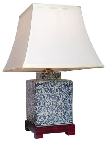 DOWNTON INTERIORS Blue Square Oriental Ceramic Table Lamp (M9950) – Chinese Mandarin Style