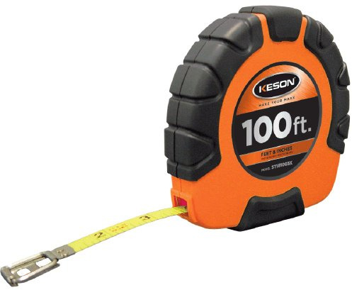 Keson ST181003X Closed-ABS Housing Steel Tape Measures with Speed Rewind (Graduations: ft., in. 1/8), 100-Foot