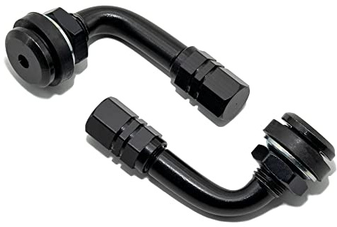 Equipamiento 2 válvulas acodadas 90° marca Schrader, anodizadas, varios colores