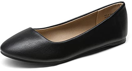 DREAM PAIRS Women's Sole-Simple Ballet Flat,Ladies' Ballerina Walking Flats Shoes for Comfort and Fashion Style,Size 5,Black/Pu,Sole-Simple