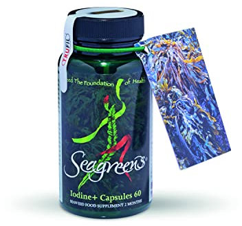 Seagreens Iodine+ Organic Seaweed Supplement, 2 Month Supply, 390mcg Natural Iodine from Seaweed, Vegan, Plant-Based, Thyroid & Radiation Support, 60 Capsules
