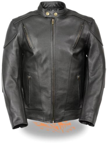 Milwaukee Leather LKM1900 Boy's Black Leather Side Lace Vented Moto Jacket - Medium