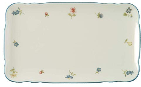 Seltmann 001.294842 Traditional Porzellan Butterplatte, Eckig mit Relief, Marieluise Elfenbein Dekor, Country House, Bunt, 20cm Length, 12.5cm Width