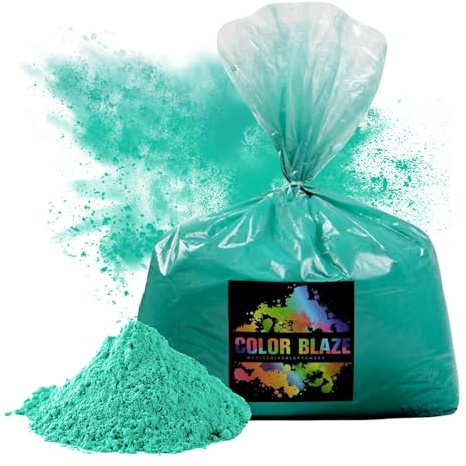 Color Blaze Holi Colored Powder - 5 lbs of Teal Powdered Color - for Fun Runs, Color Toss, Rangoli, Powder War, Backyard Party & Festivals - Pack of 1 Colorful Bag - 5 Pounds in Bulk - Teal