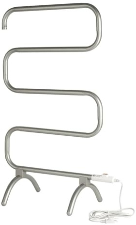 Warmrails Classic Towel Warmer - Free-Standing or Wall Mounted Towel Warmer Rack for Drying Towels and Garments - 37.5-Inch Nickel Finish Frame with 4 Bars - Model HCS