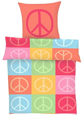 IBENA Bettwäsche Set, Baumwolle, rot bunt, 200x135x0.5 cm