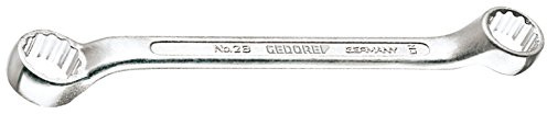GEDORE 2 B 8 x 9 dubbla ringnycklar, kort, platt krökt, smideerad, ring tunn vägging och 10° vinklad med UD-profil, DIN 838, 8 x 9 mm