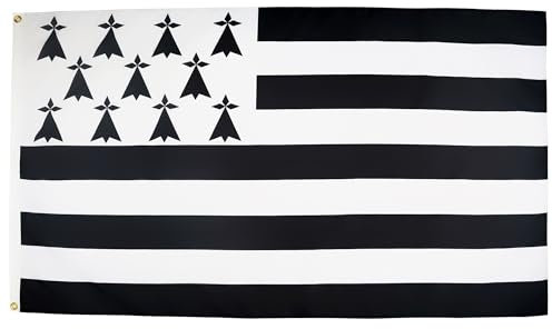 AZ FLAG - Drapeau Bretagne - 150x90 cm - Polyester léger - Drapeau Breton - France Avec Oeillets Métalliques Intégrés - 80g