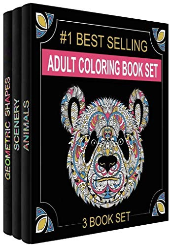 Set di libri da colorare per adulti, 3 libri da colorare per adulti, 120 disegni unici di animali, paesaggi e mandala. Libri da colorare per adulti Relax.
