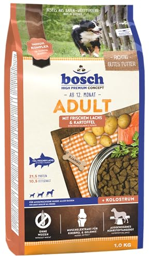 bosch HPC Adult mit frischem Lachs & Kartoffel | Hundetrockenfutter für ausgewachsene Hunde aller Rassen | 1 x 1 kg