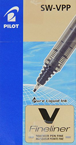 Pilot V Fineliner Liquid Ink 1.2 mm Tip - Blue, Box of 12